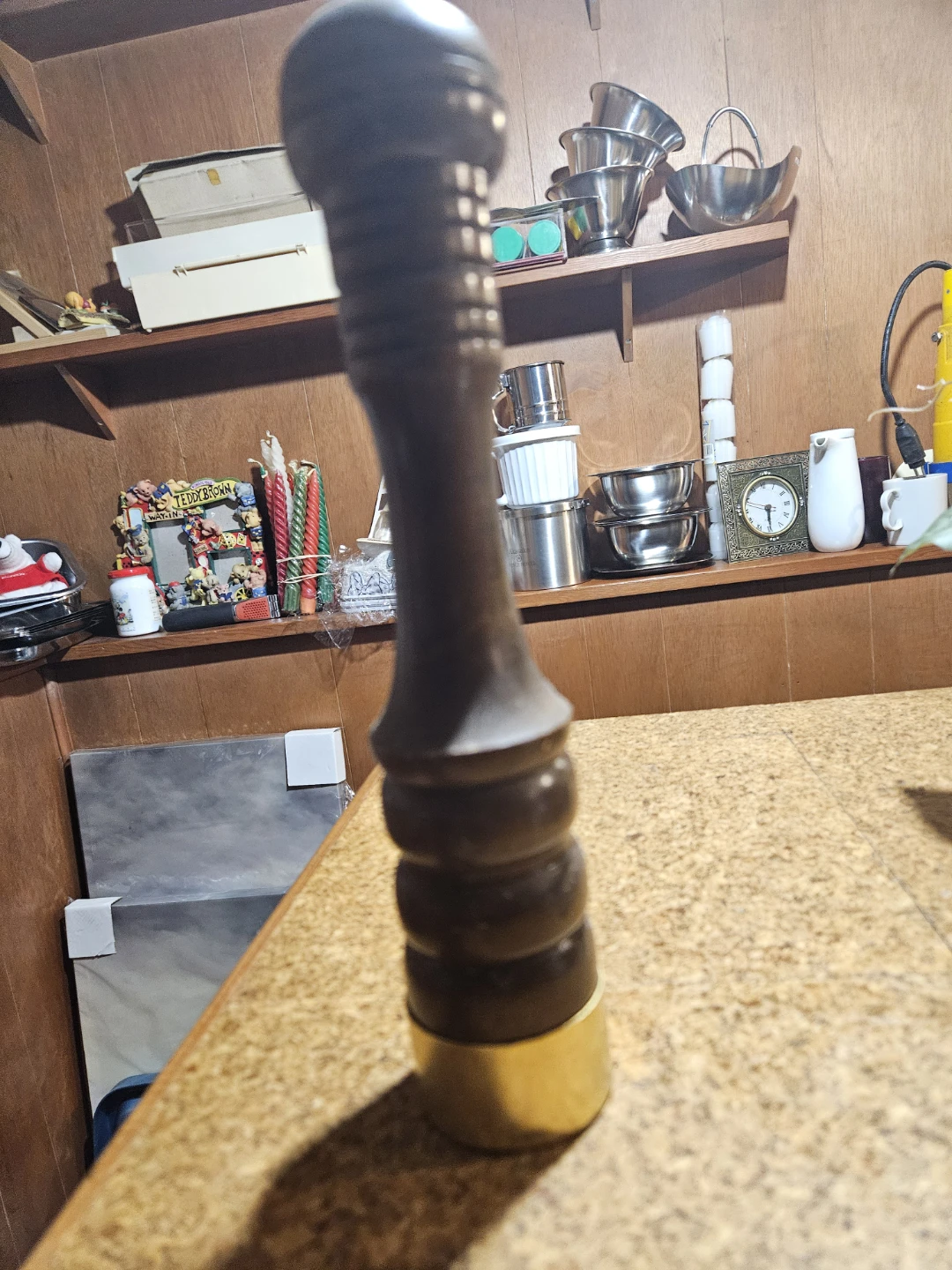 Wooden Pepper Mill with Brass Accents - photo 3