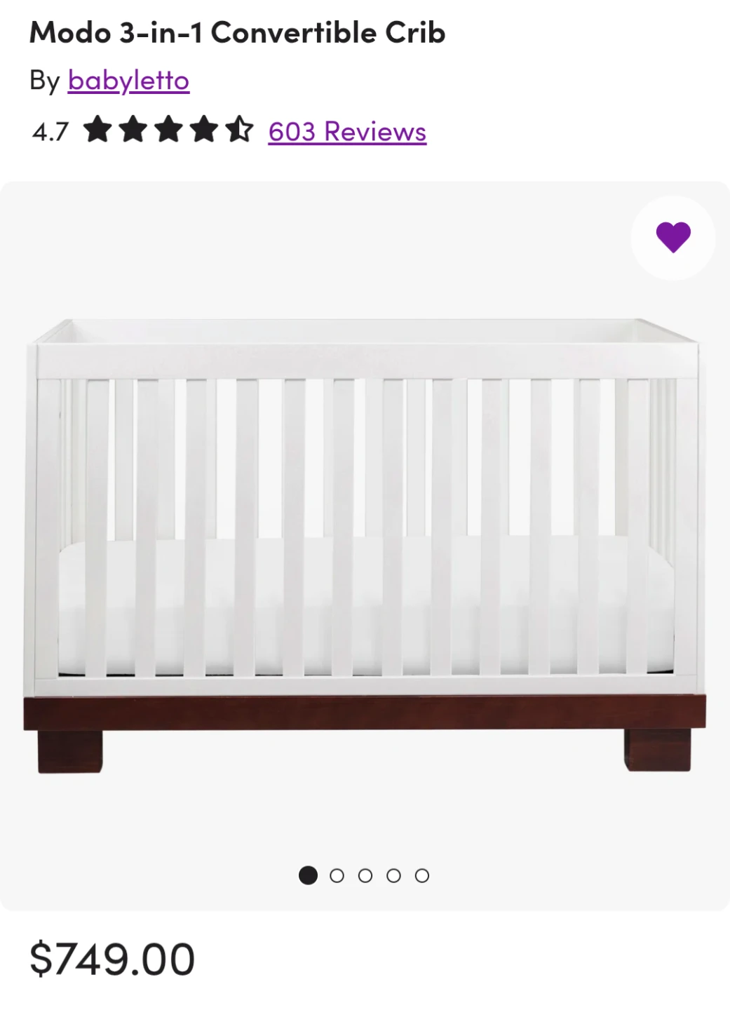 Babyletto Modo 3-in-1 Convertible Crib & Mattress - photo 2