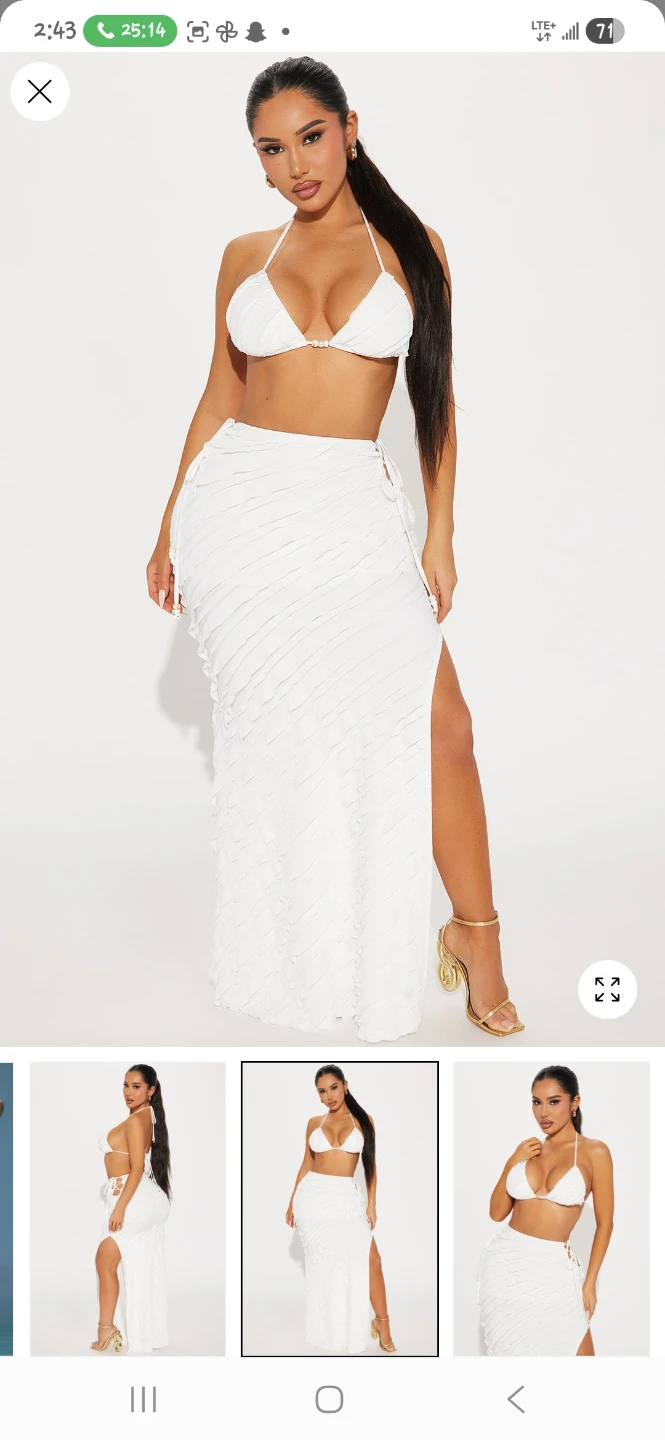 White Ruched Maxi Skirt - photo 2