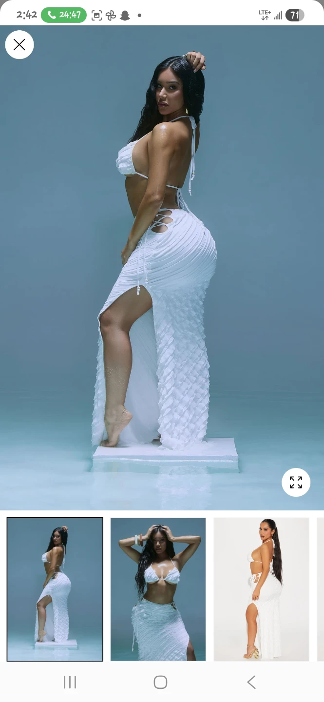 White Ruched Maxi Skirt - photo 3