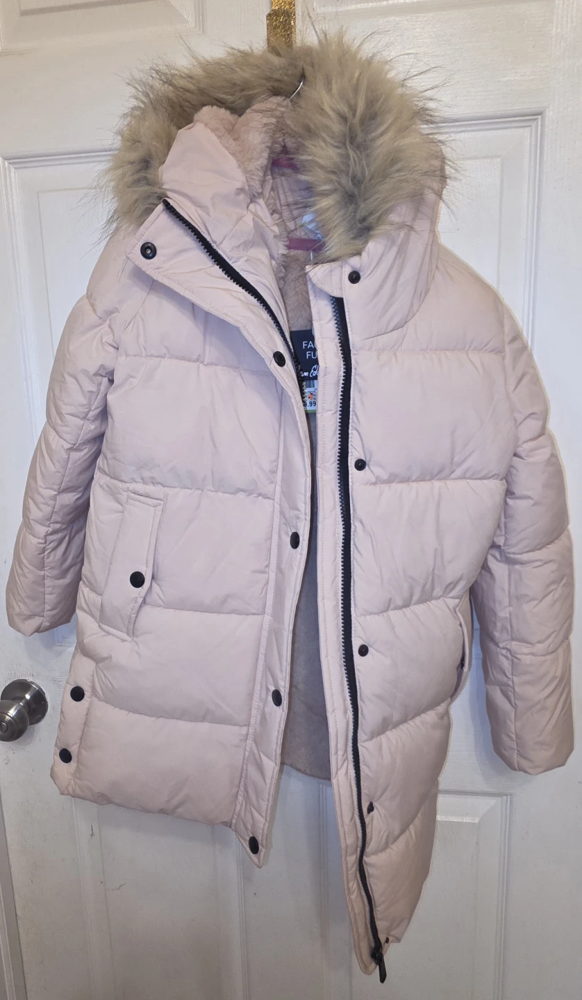 Sam Edelman Kids Pink Puffer Coat with Faux Fur Hood - photo 2