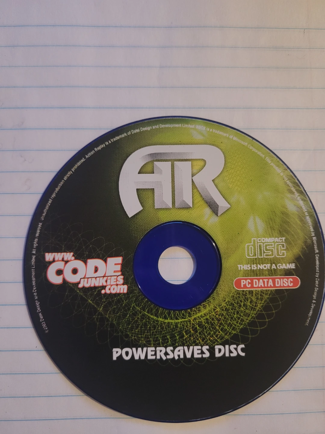 Code Junkies AR Powersaves Disc PC Data Disc