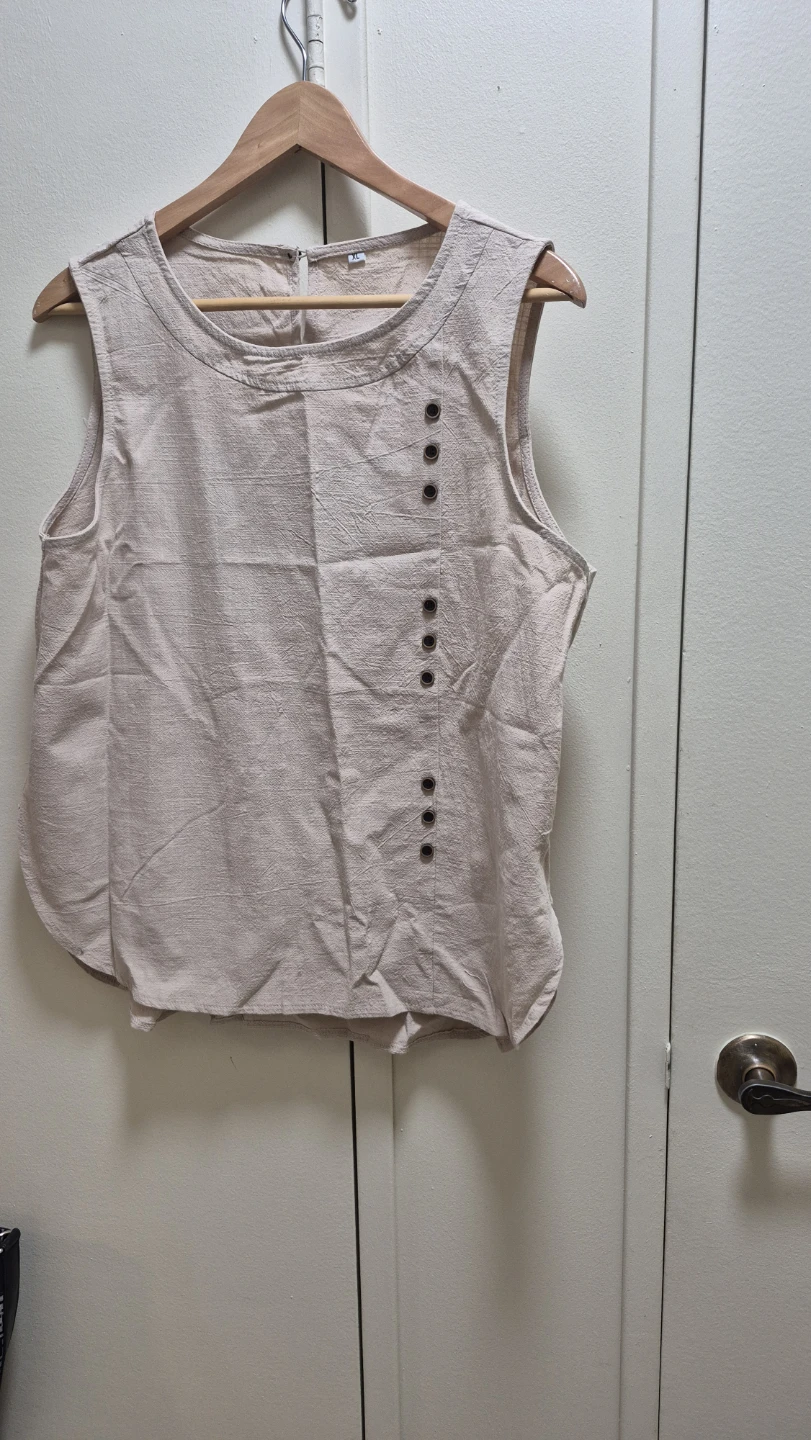 Lightweight Sleeveless Tank Top - Beige, Size XL