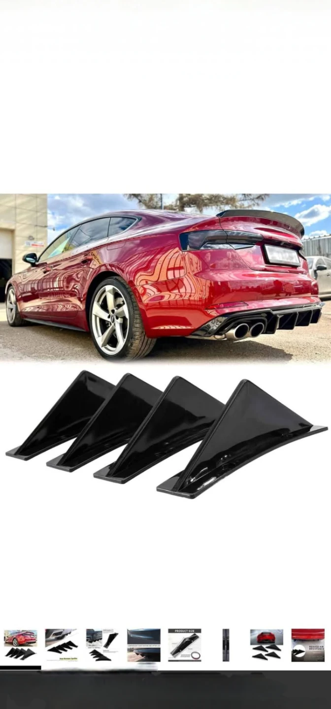 Black ABS Rear Bumper Spoilers (Set of 4)