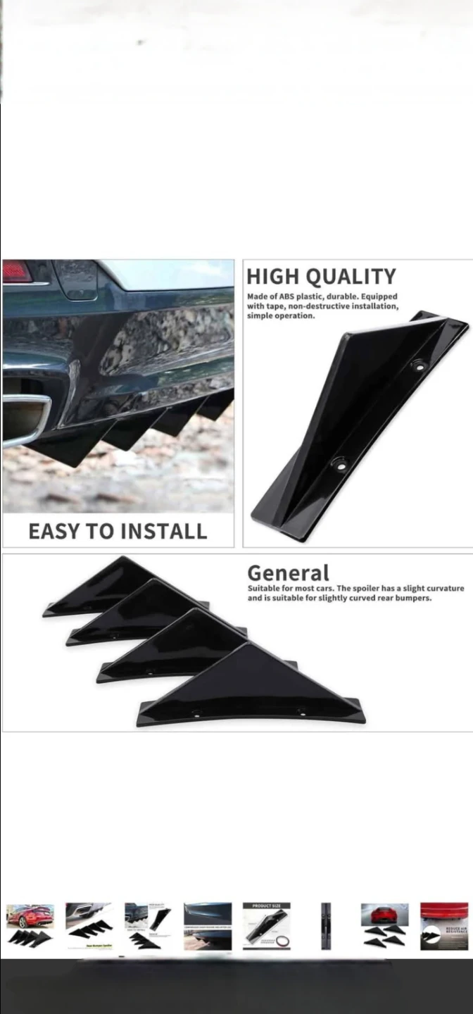 Black ABS Rear Bumper Spoilers (Set of 4) - photo 3