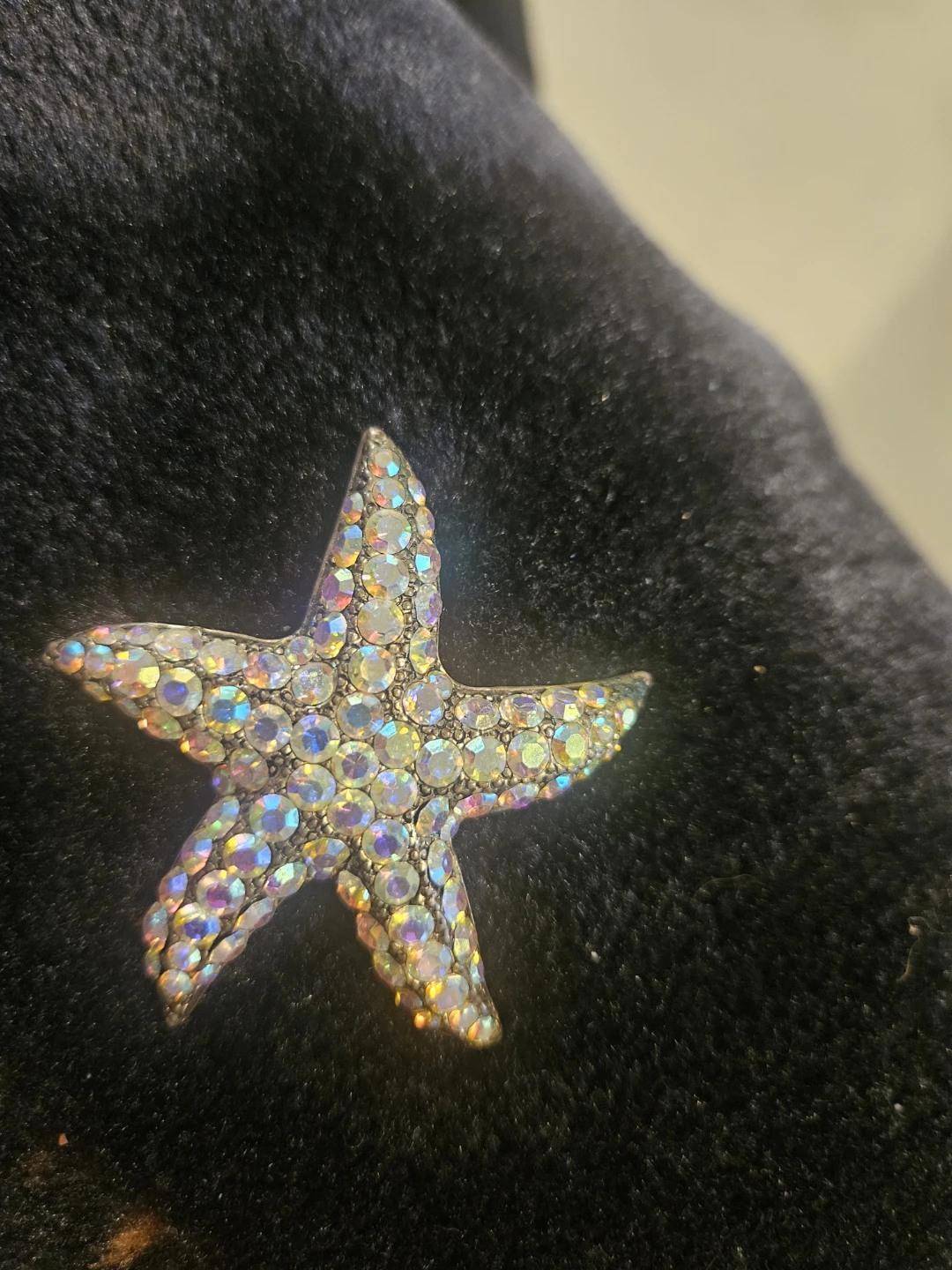 Starfish Brooch with Rhinestones