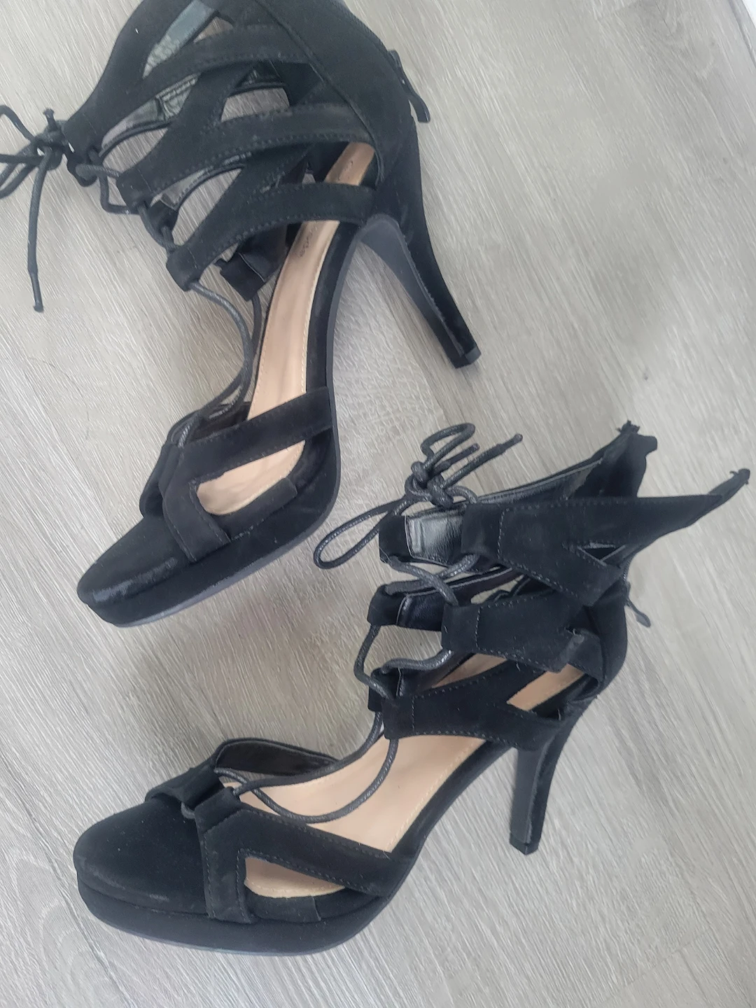 TOP MODA Black Lace-Up Gladiator Heels - photo 2