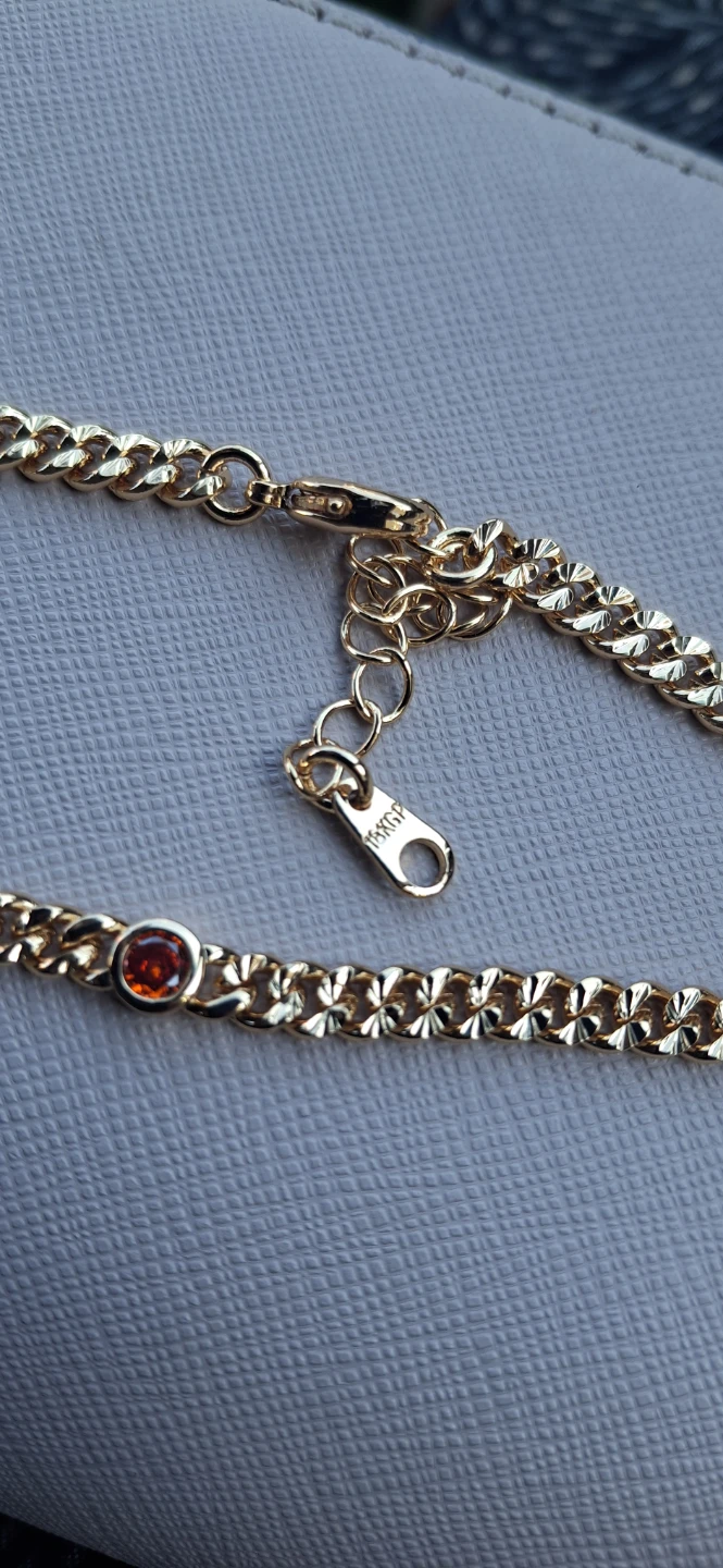 Gold Tone Chain Bracelet with Orange Gem - photo 5