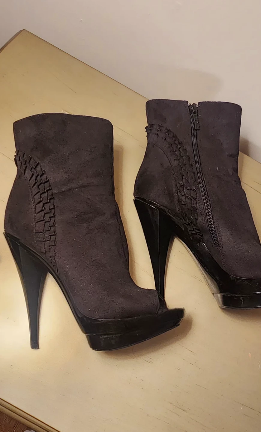 Black Peep-Toe Stiletto Booties - photo 3