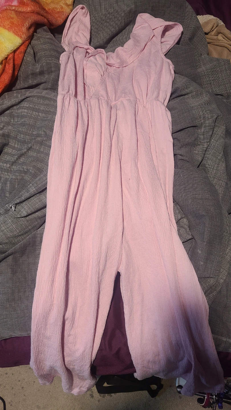 Light Pink Textured Jumpsuit - Size 12-14