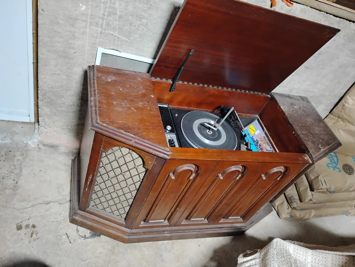 Vintage Wood Record Player Console