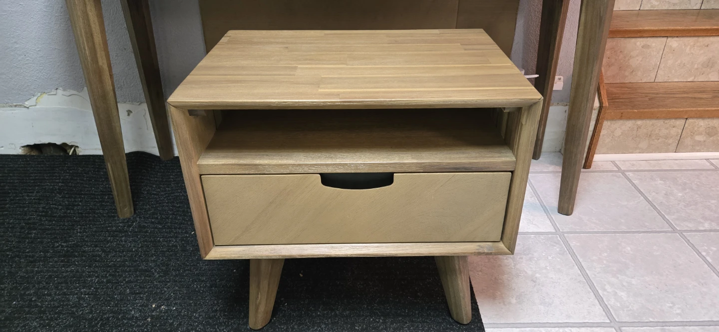 Solid Acacia Bedside Table with Drawer