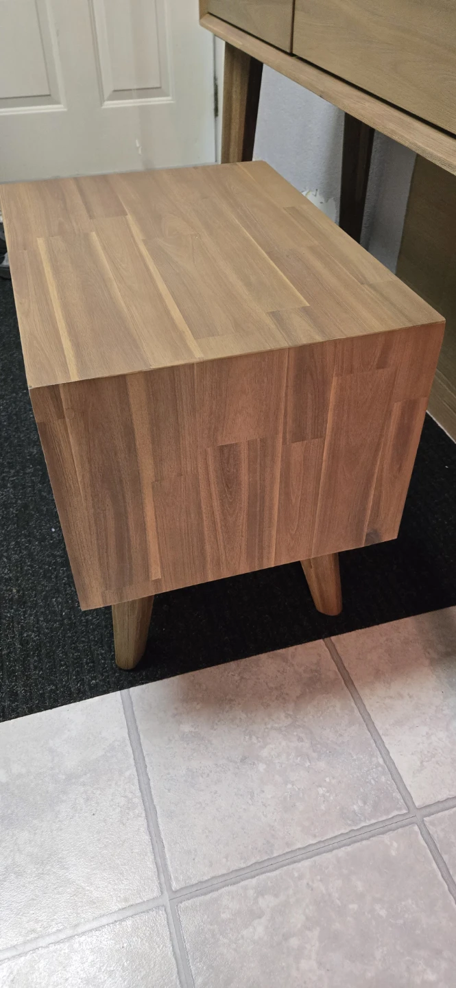 Solid Acacia Bedside Table with Drawer - photo 3