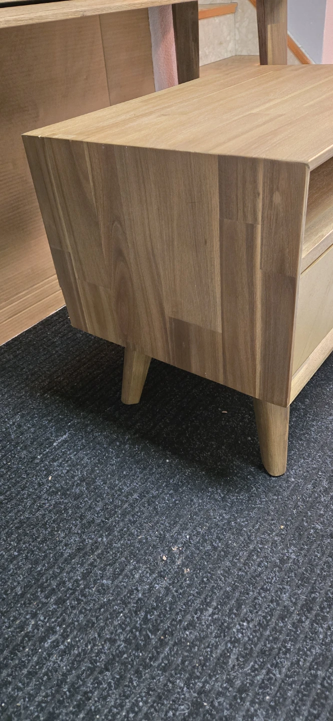Solid Acacia Bedside Table with Drawer - photo 4