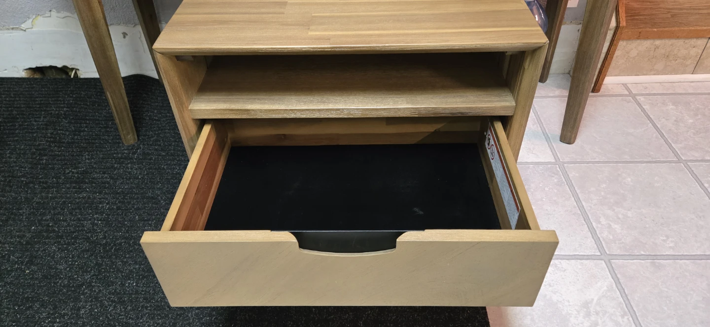 Solid Acacia Bedside Table with Drawer - photo 5