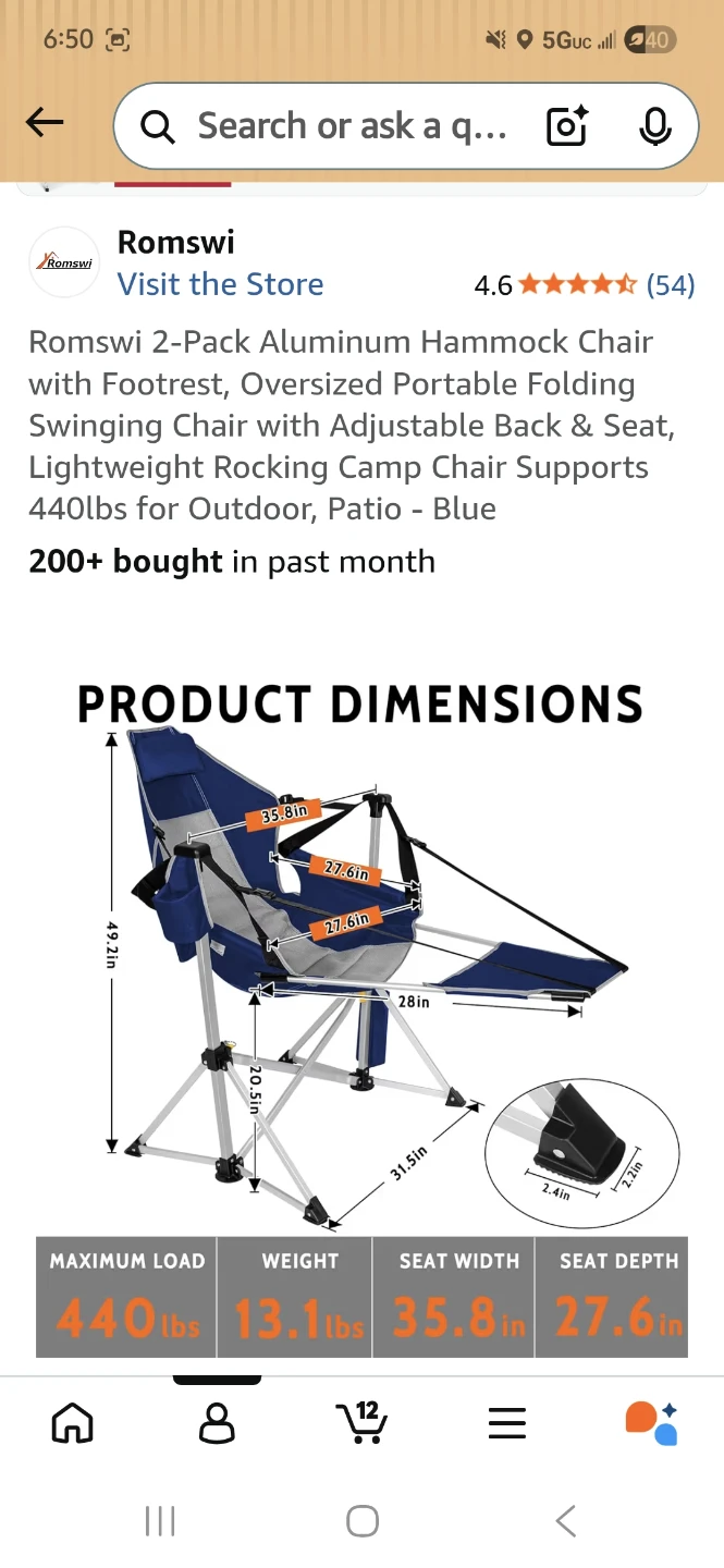 2-Pack Aluminum Hammock Chair - Blue - photo 3