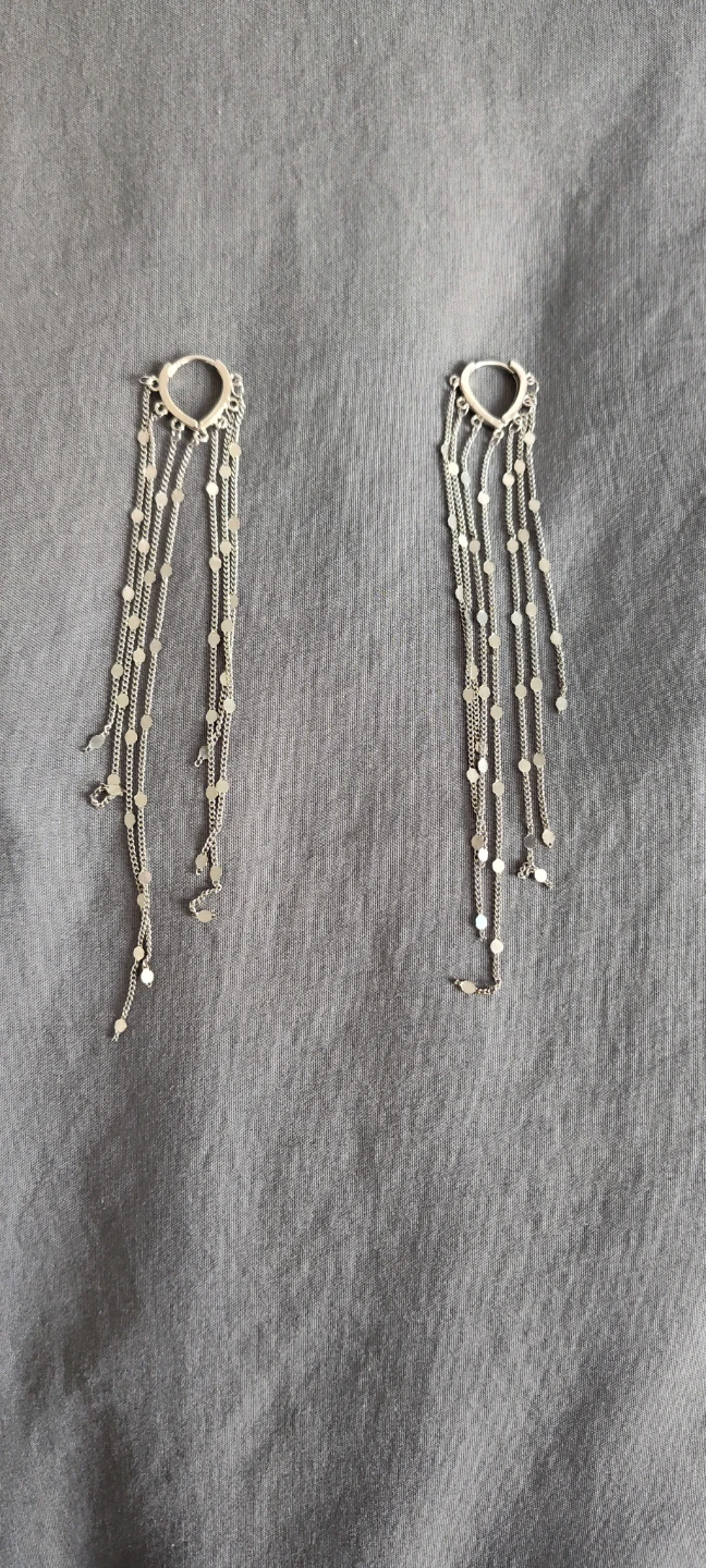 Silver Dangle Chain Earrings - photo 2
