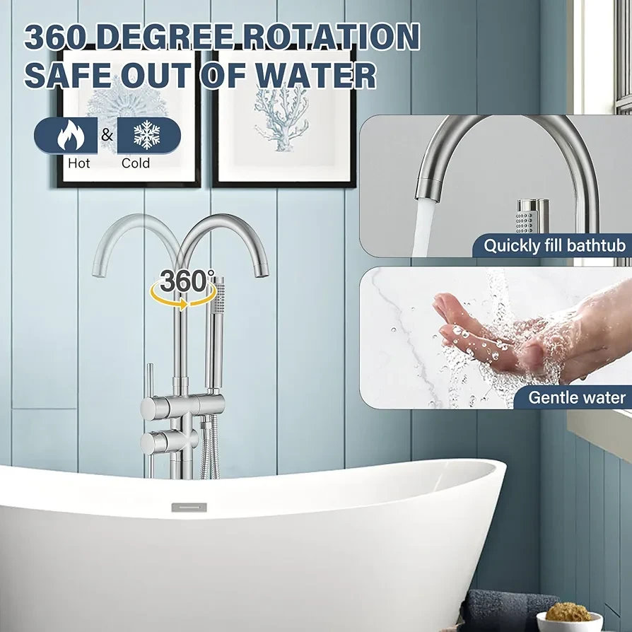Floor Standing Bathtub Faucet with Handheld Shower - photo 3