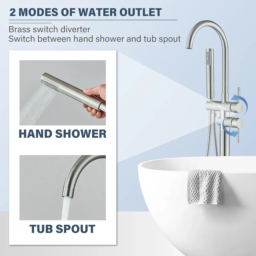 Floor Standing Bathtub Faucet with Handheld Shower - photo 4