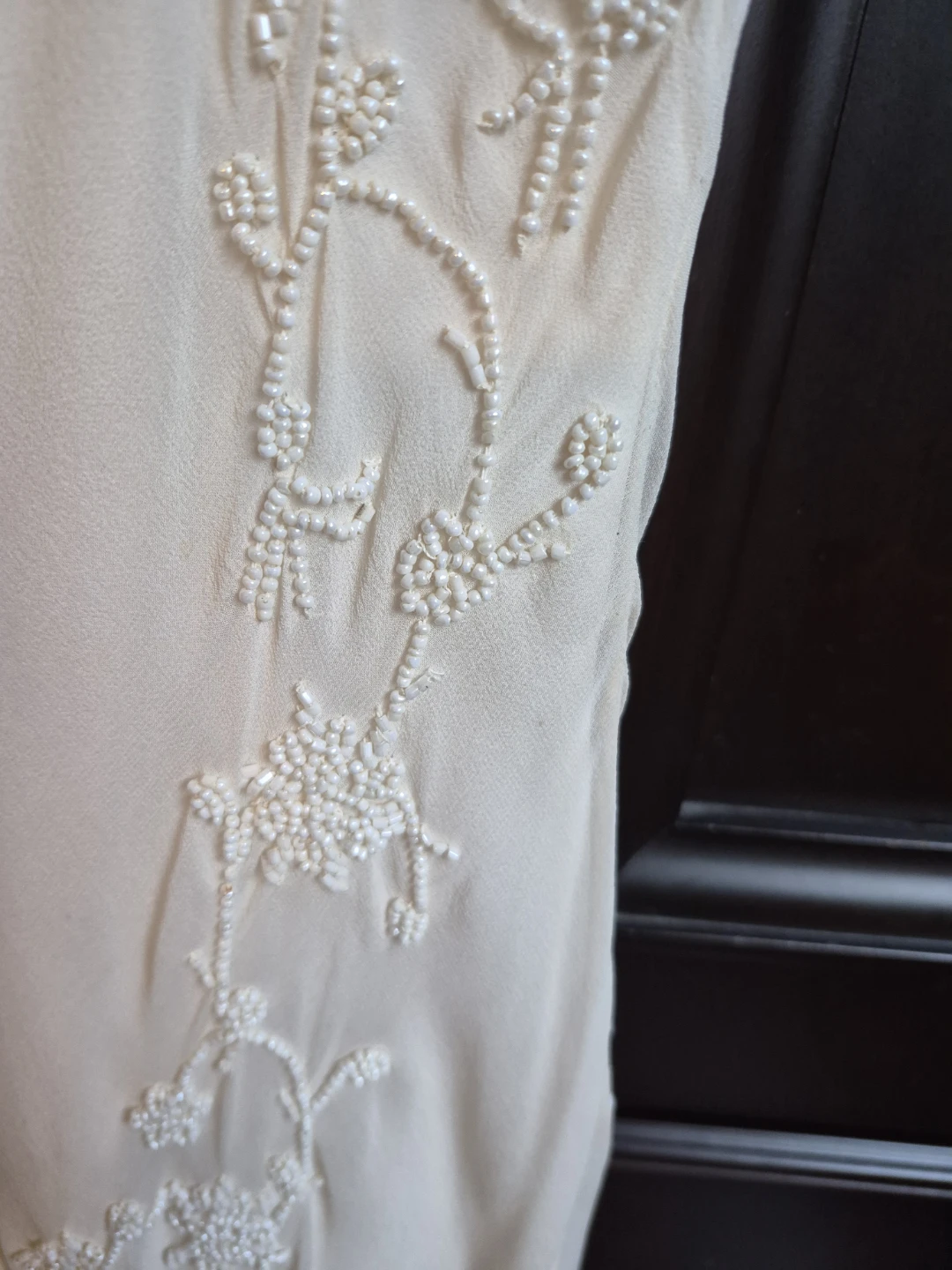 Beaded Lace Cap Sleeve Wedding Dress - photo 3