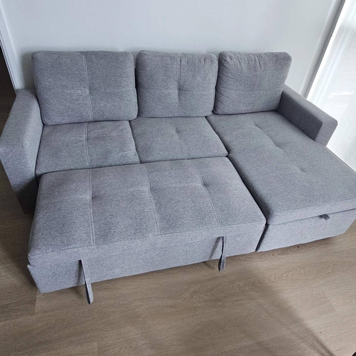 Grey Sectional Sofa bed with Storage Chaise