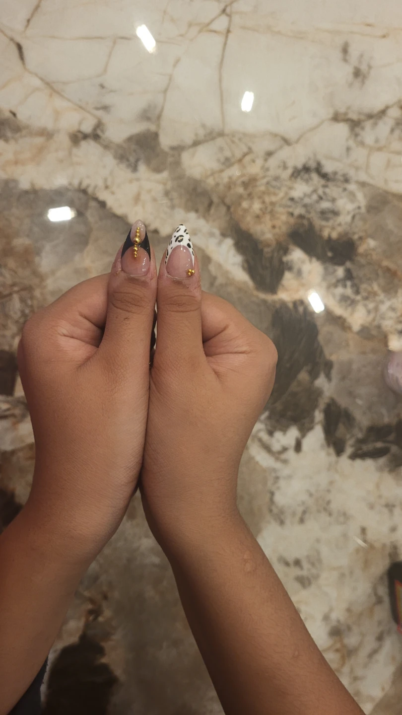 Set of 10 Animal Print False Nails with Gold Accents - photo 5