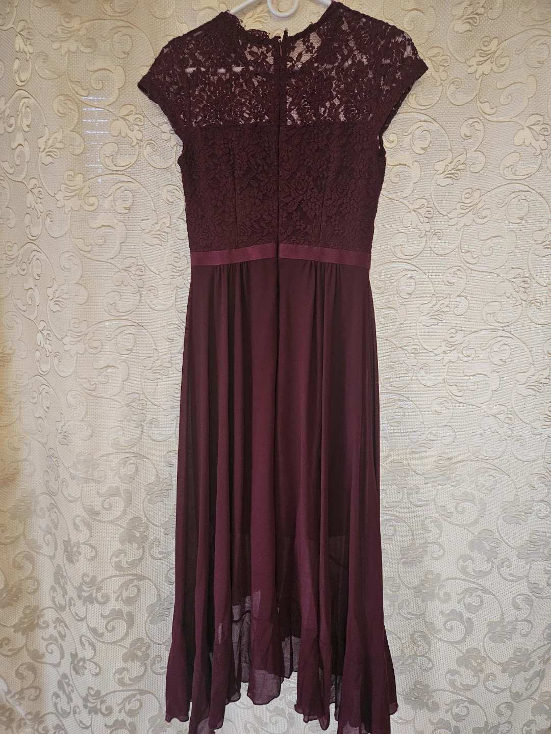 Miusol Burgundy Lace Cap Sleeve Dress - photo 2