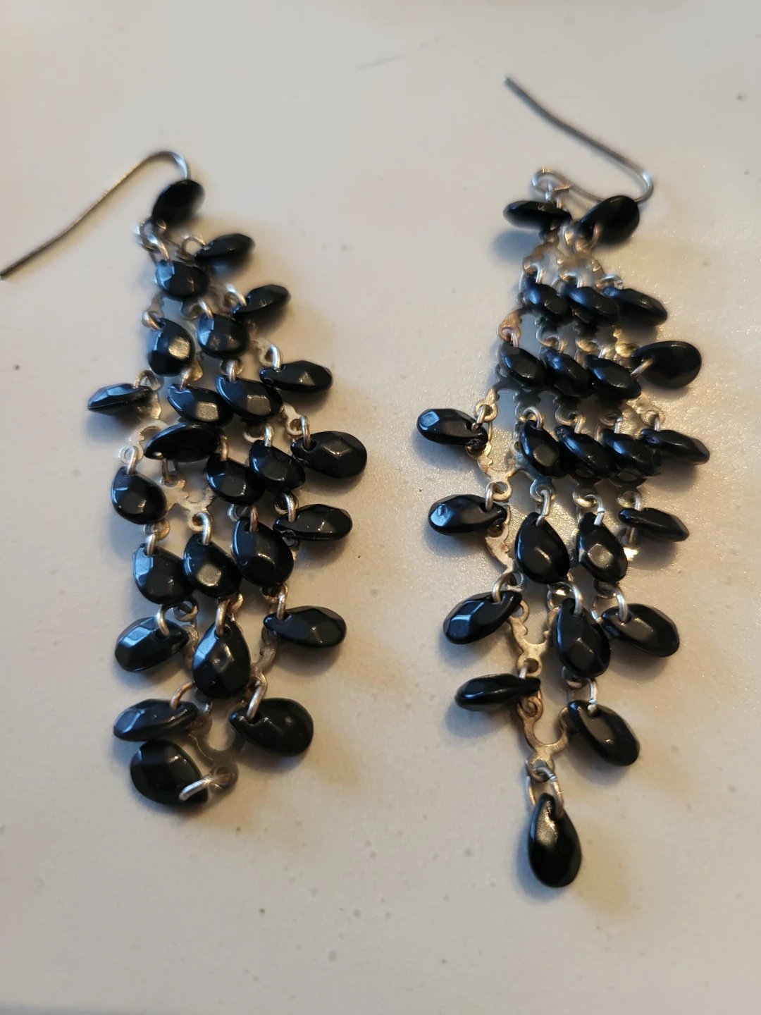 Black Beaded Chandelier Earrings