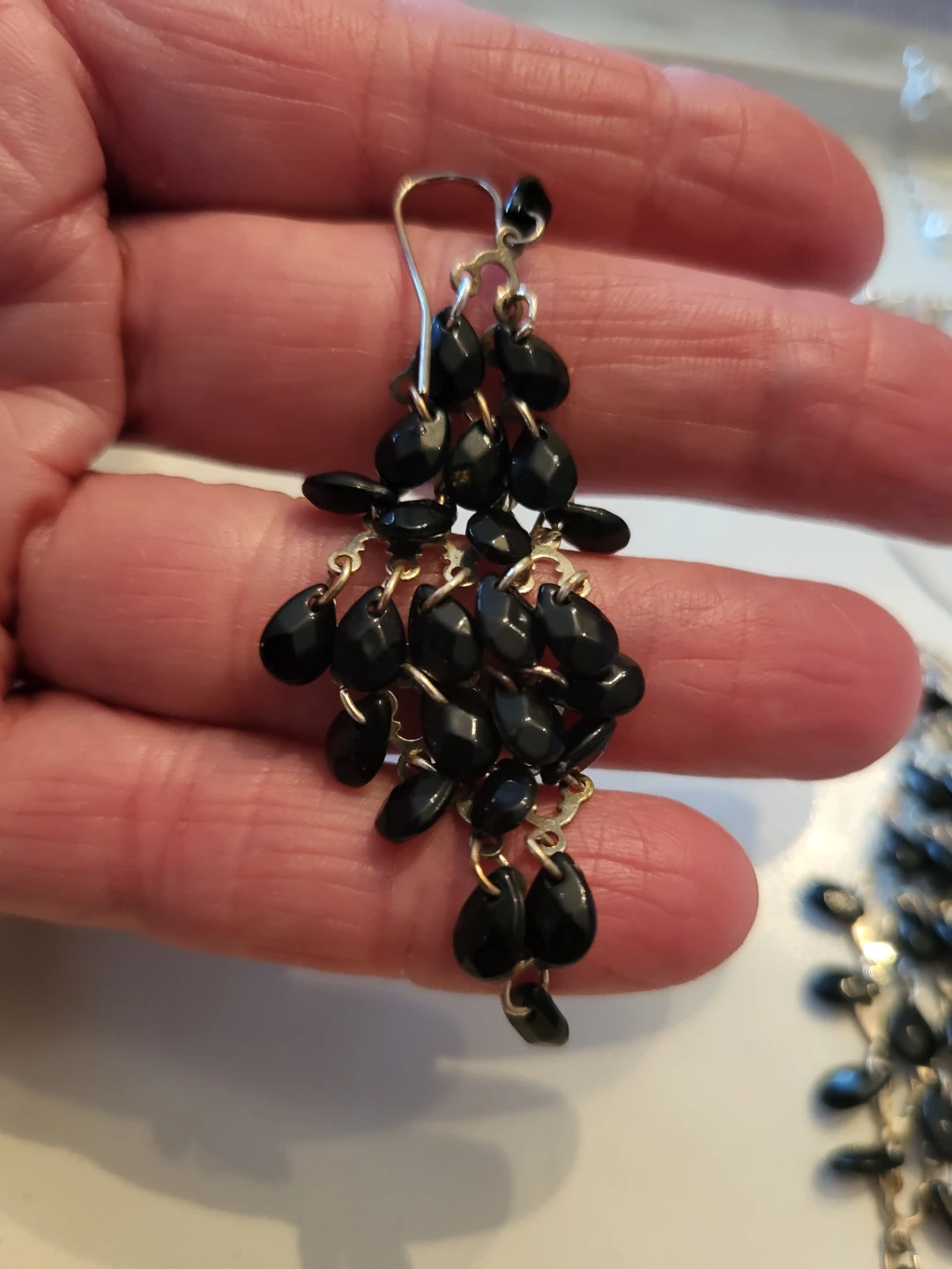 Black Beaded Chandelier Earrings - photo 2
