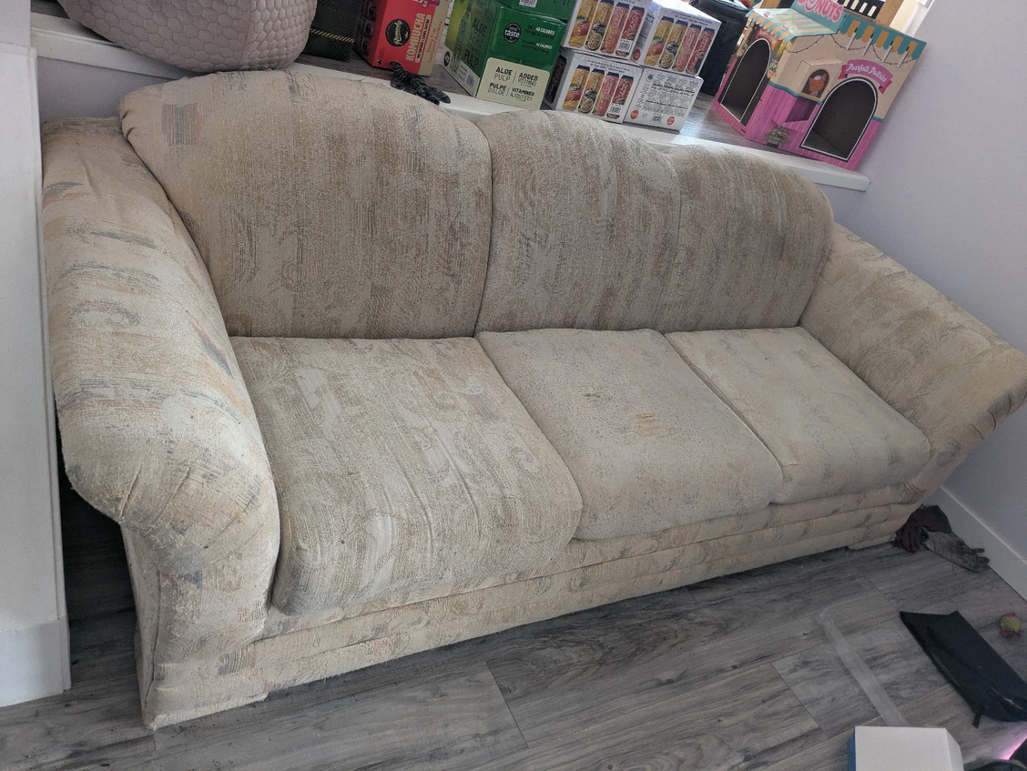 Sofa Couch with Grey Slipcover - photo 2