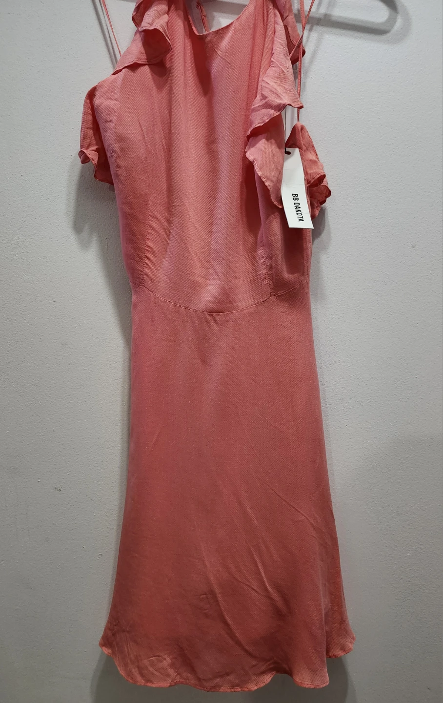 BB Dakota Pink Ruffle Halter Dress