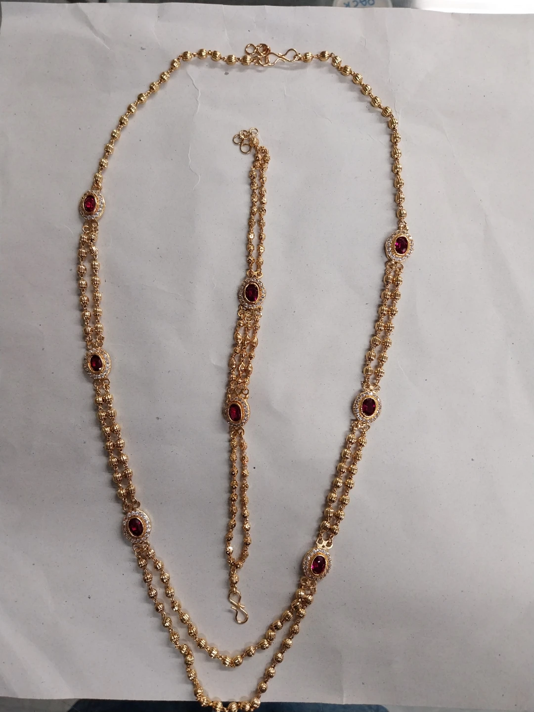 Gold Chain Necklace with Red Stones - photo 4