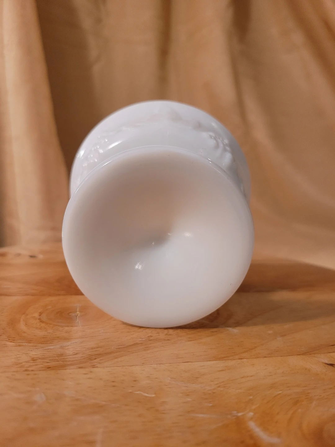 White Milk Glass Footed Dessert Bowl w/ Grape Embossing - photo 3