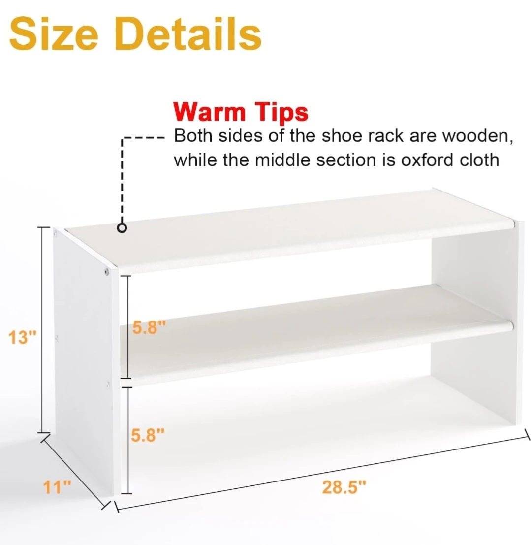 2 Tier Small White Shoe Rack Organizer - photo 2