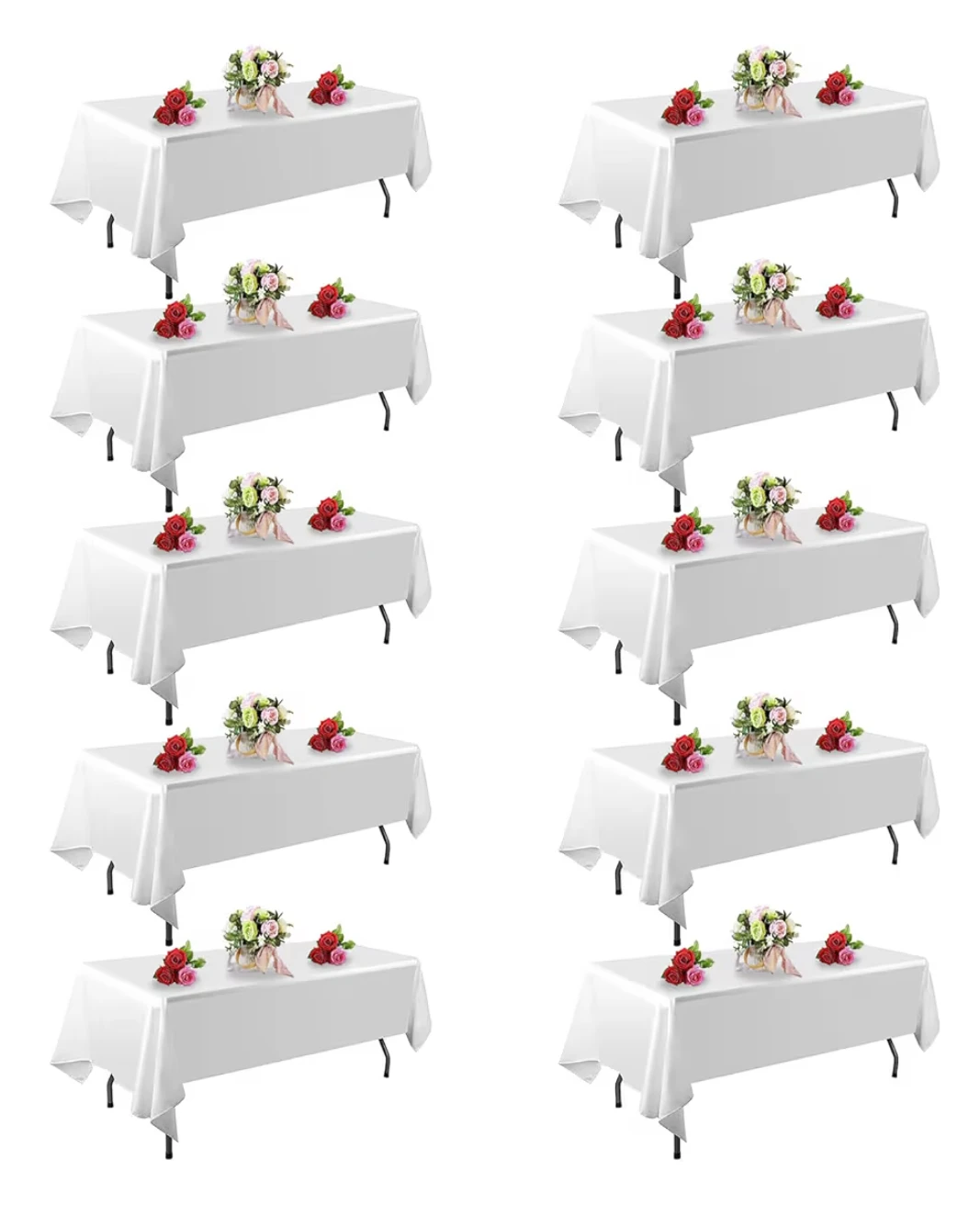 10 pack White Rectangular Tablecloth