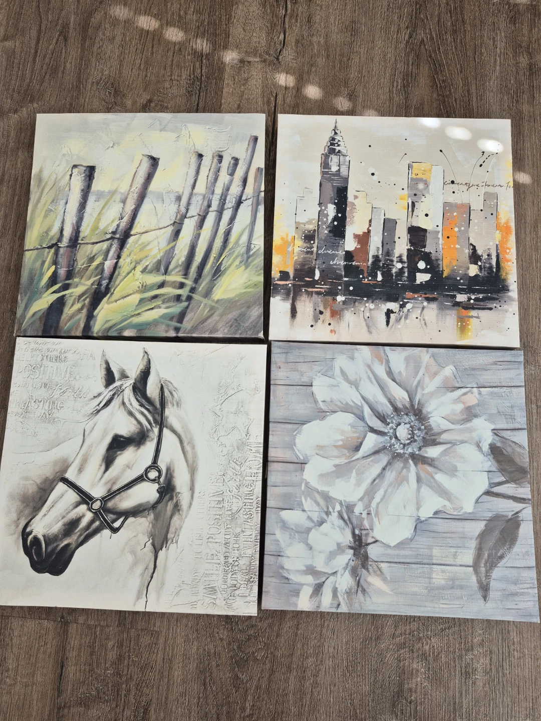 Set of 4 Modern Canvas Wall Art Prints - Neutral Tones