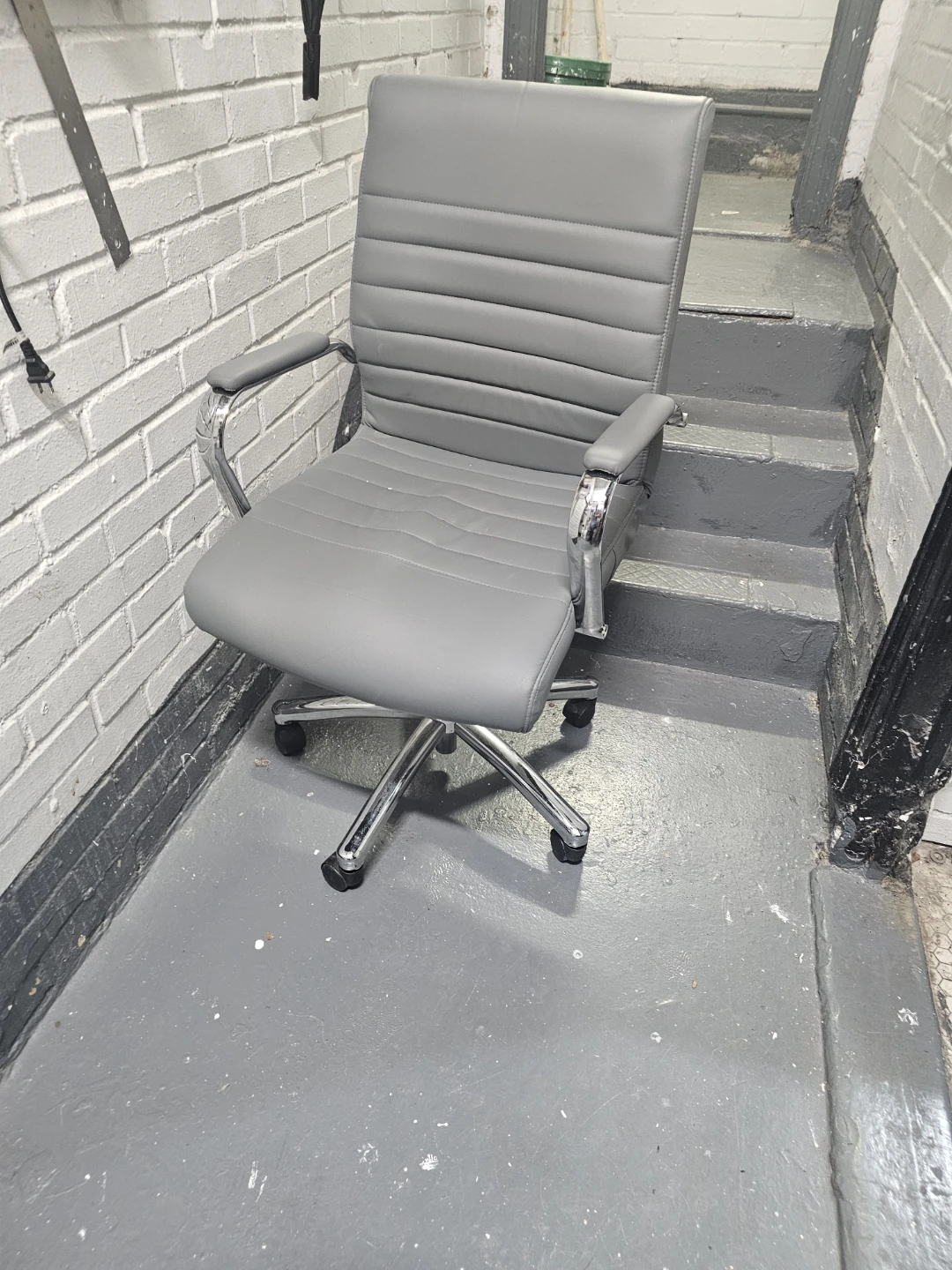 Gray Faux Leather Office Chair