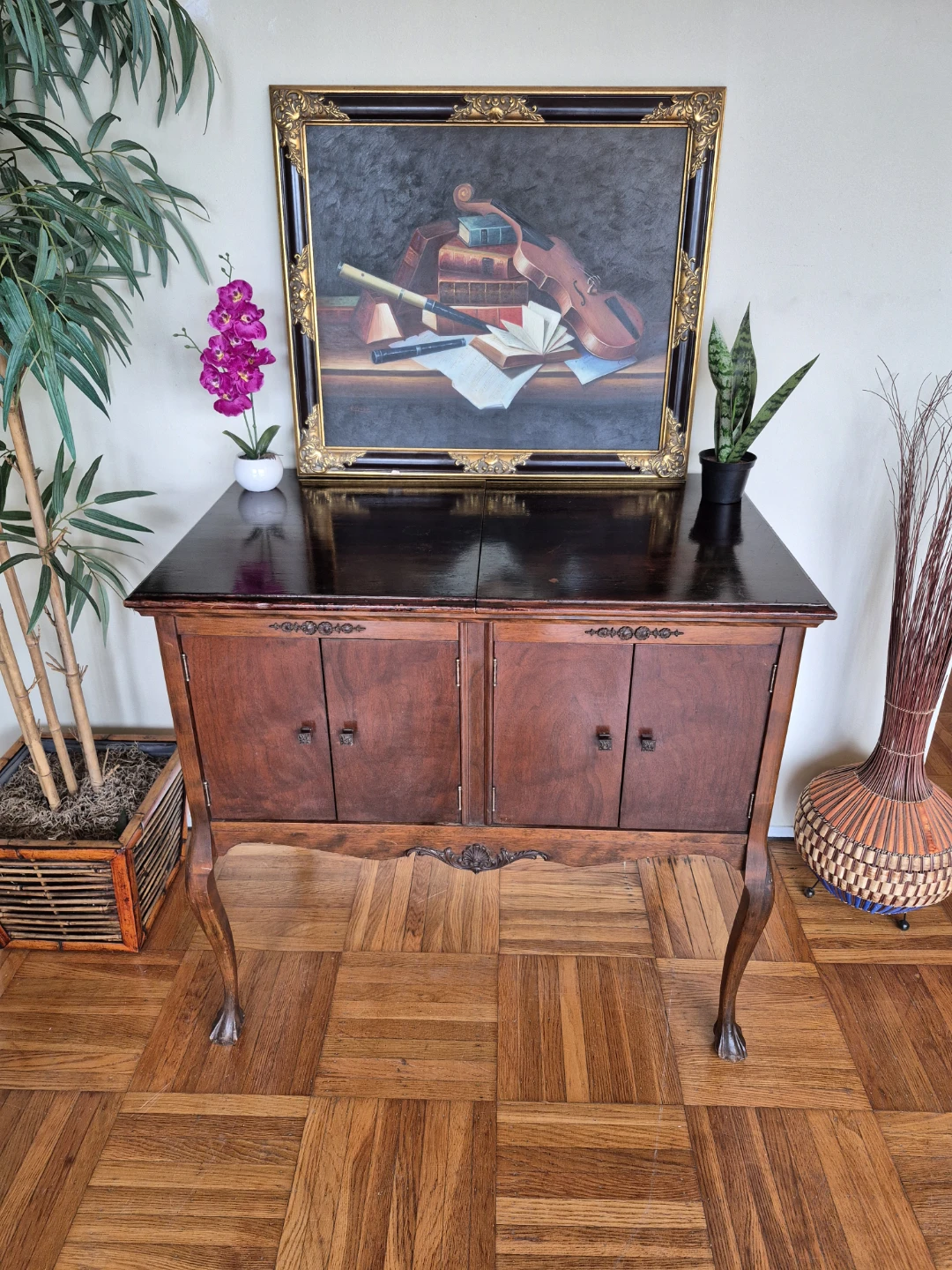Antique Mahogany Phonola Record Player/Media Stand - photo 2