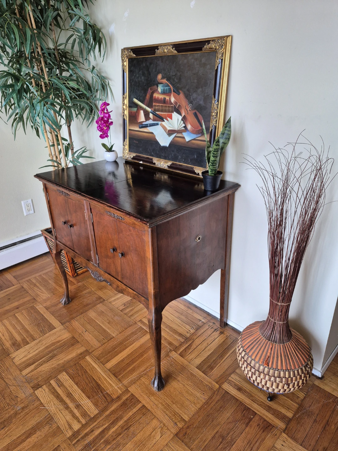 Antique Mahogany Phonola Record Player/Media Stand - photo 3