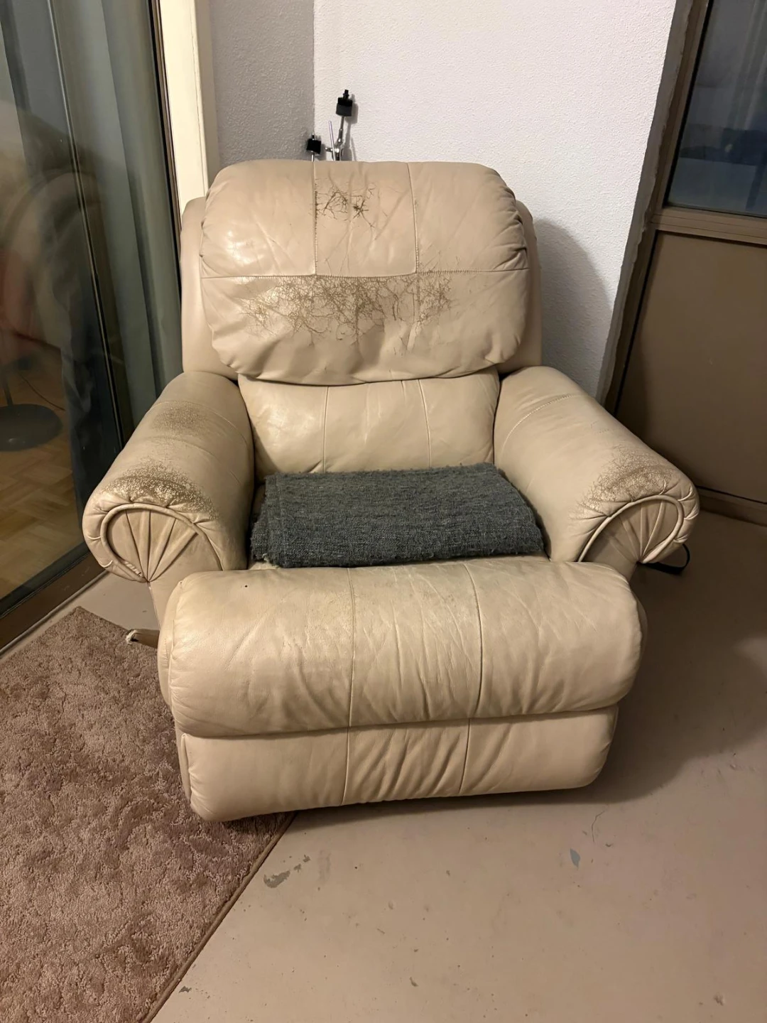 Cream Leather Recliner