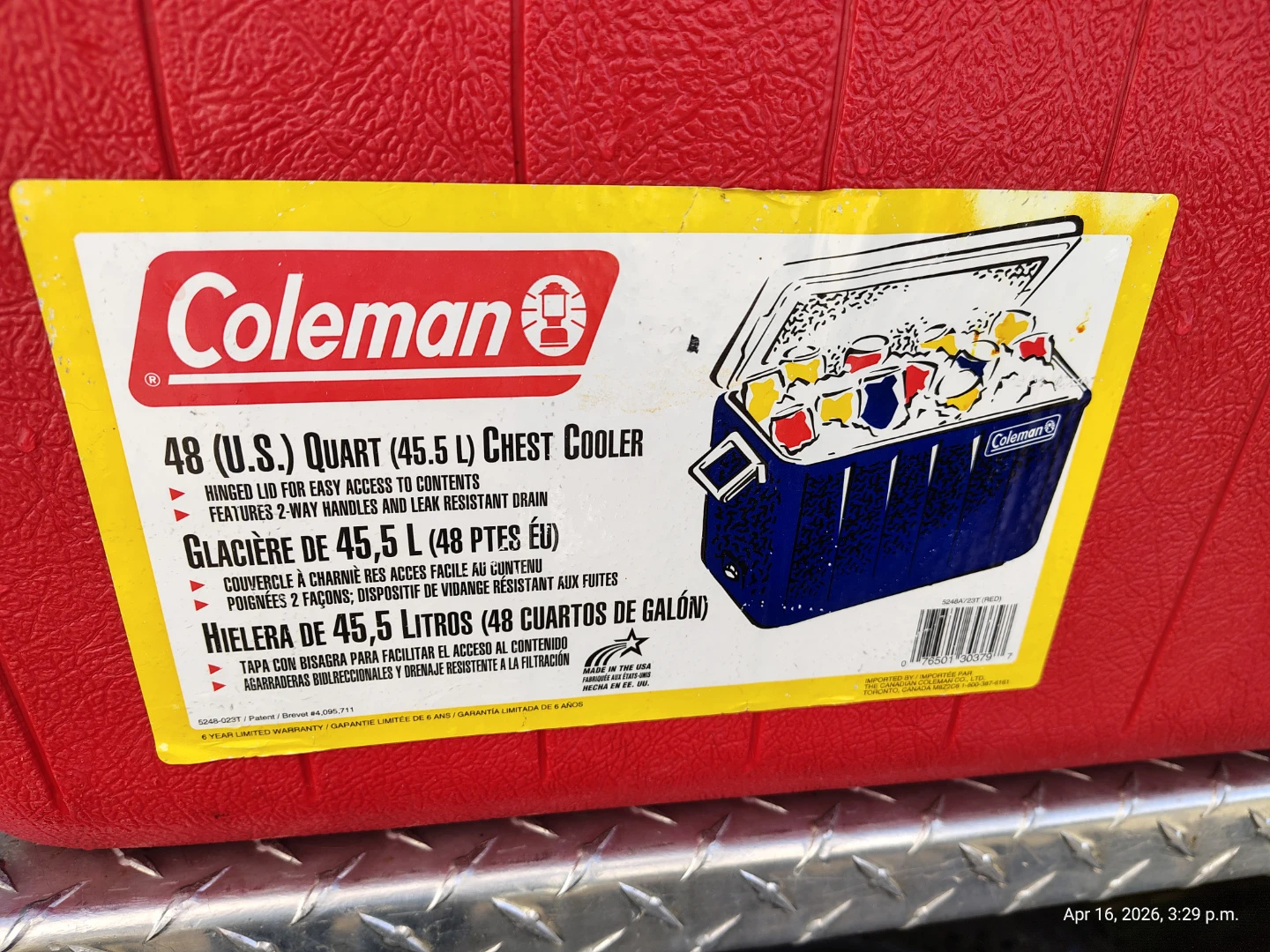 Vintage Coleman 48qt Camping Cooler with Drain - photo 3