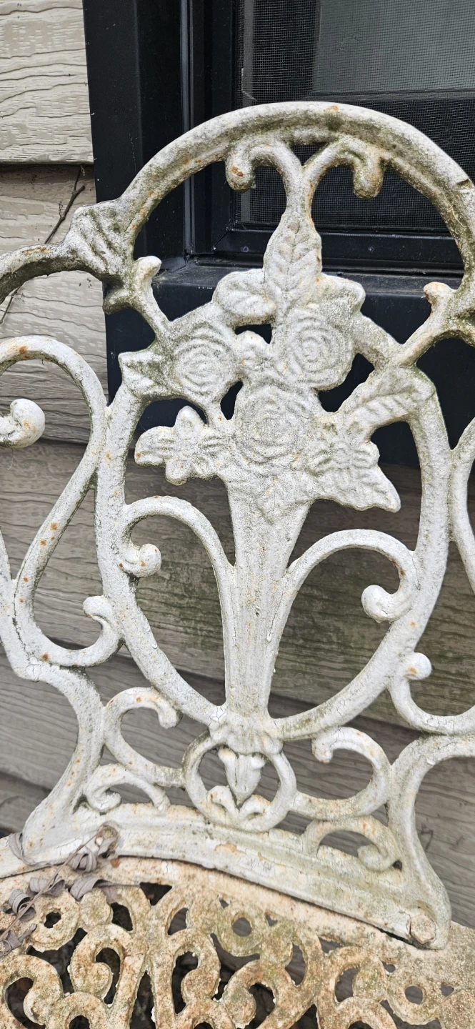 Ornate White Cast Iron Garden Bench - photo 2