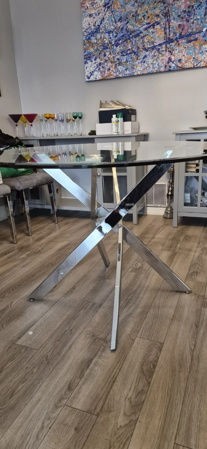 Glass Top Dining Table with Chrome Base - photo 5