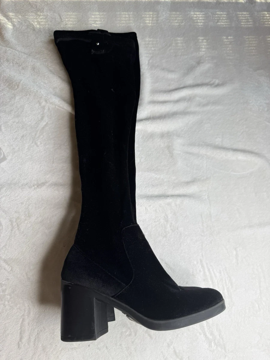 Black Velvet Over-the-Knee Boots