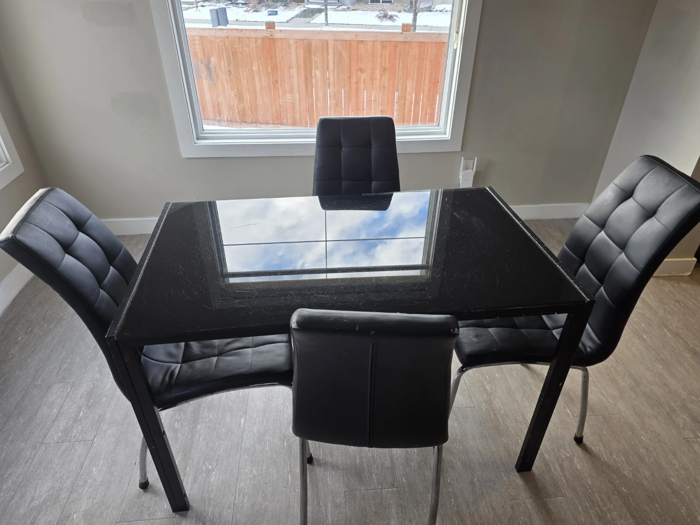Black Dining Table Set with 4 Chairs
