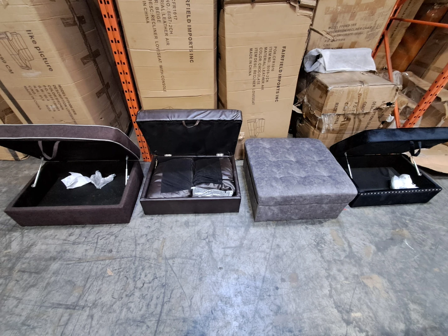 Black Velvet Storage Ottoman