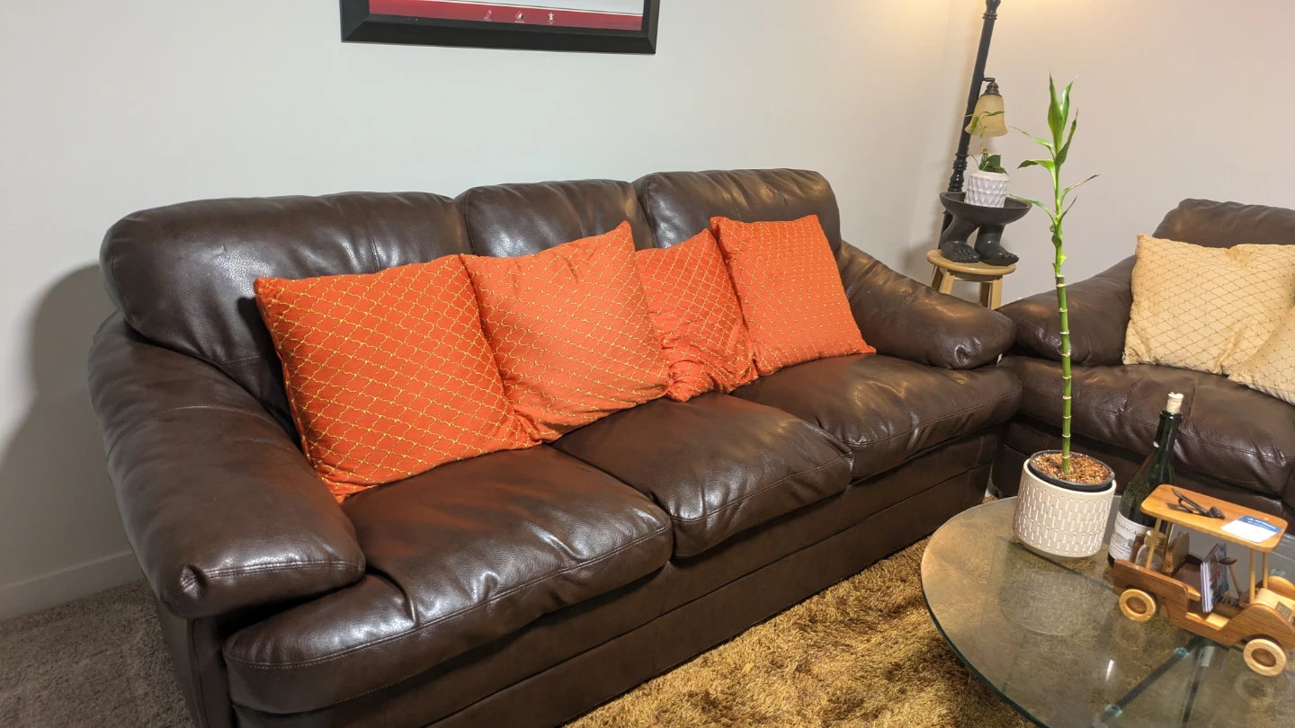 Dark Brown Leather Sofa - photo 2