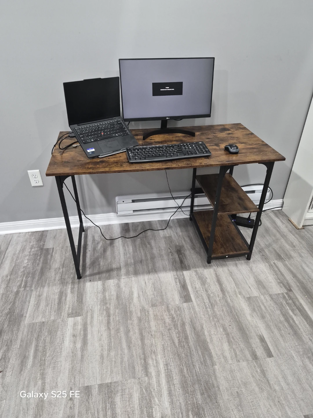 Rustic Brown Computer Desk with Shelves - photo 3