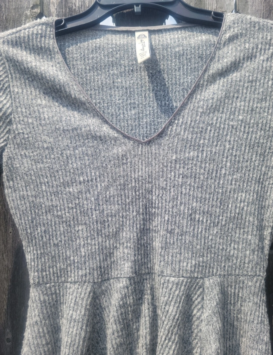 American Eagle Outfitters Grey Ribbed Long Sleeve Peplum Dress S - photo 4