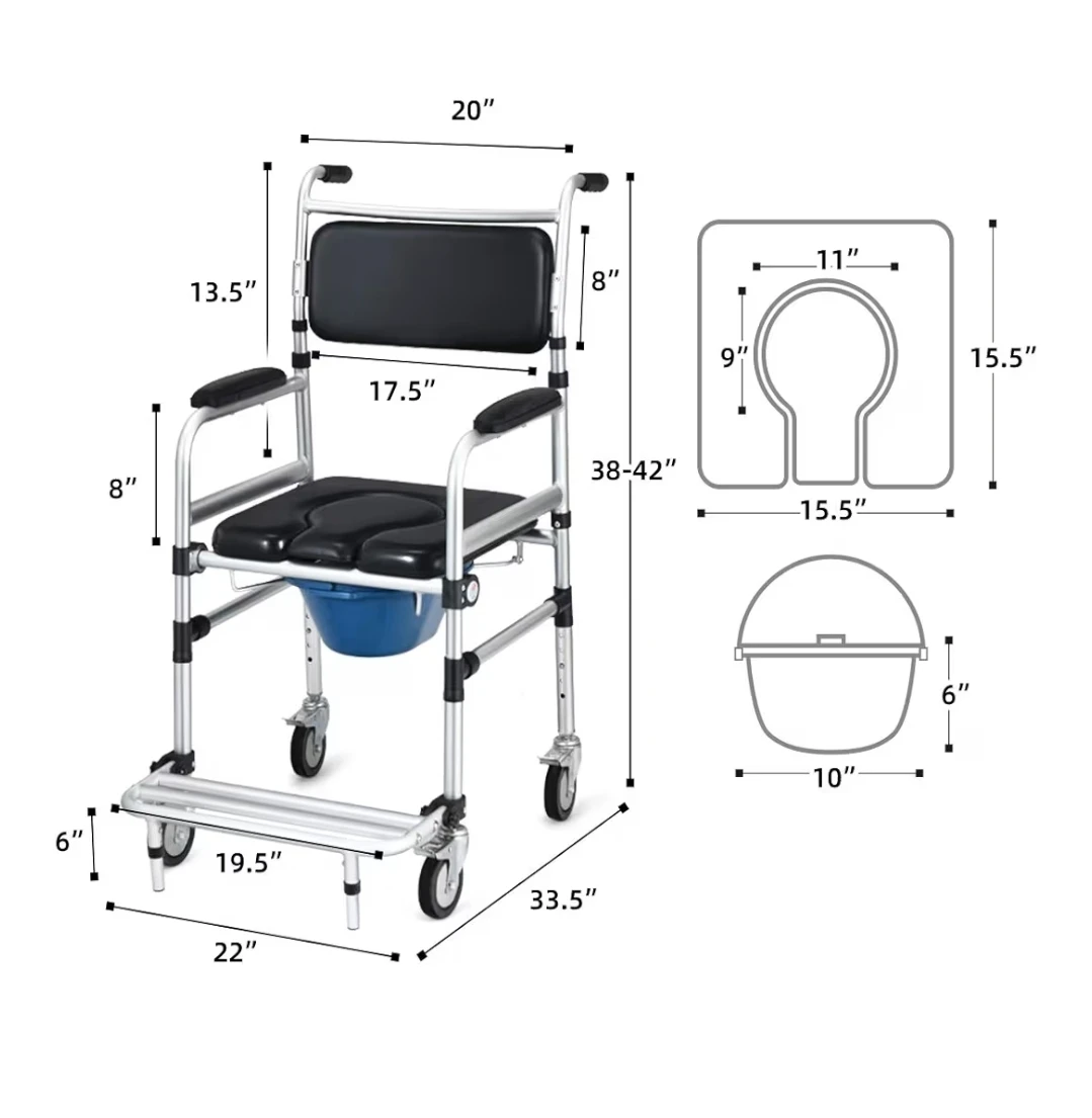 Bariatric Shower Wheelchair with Commode